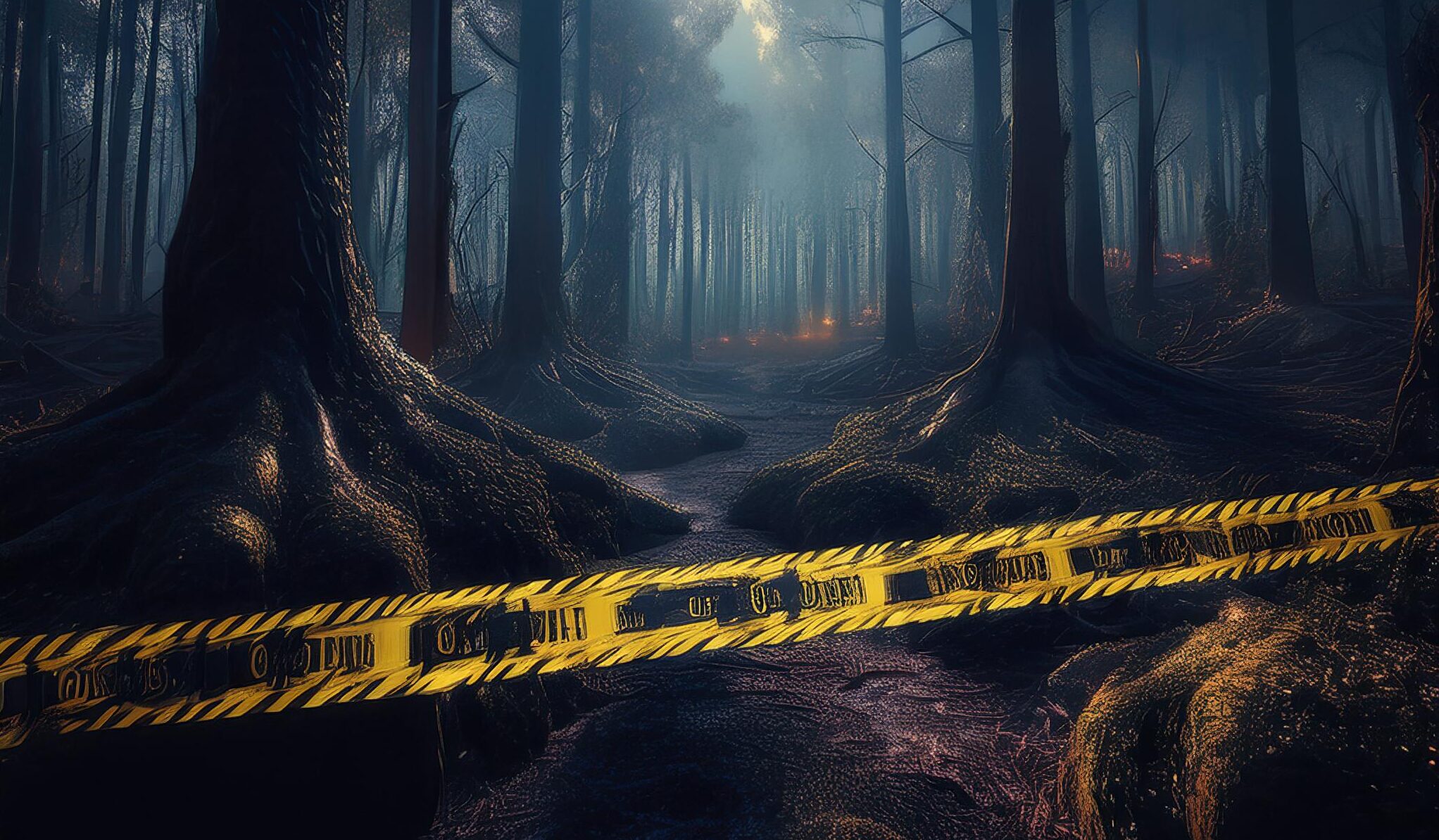 dibujo de una cinta policial de escena del crimen