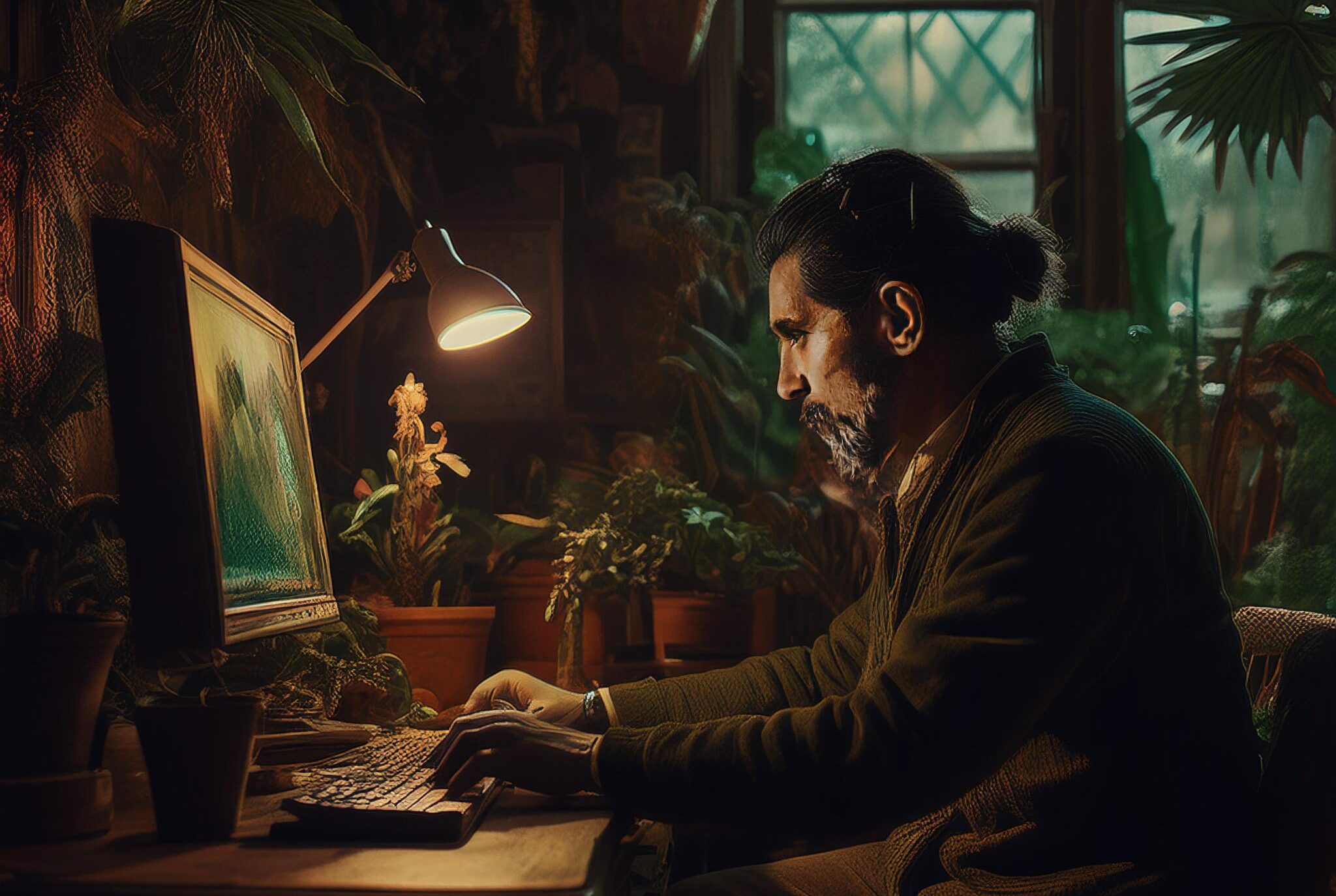 hombre escribiendo en su ordenador